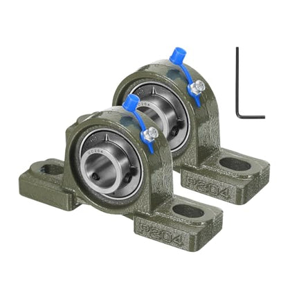 uxcell 2 Pcs UCP204 Pillow Block Bearings 20mm Bore Self Alignment, Solid Cast Iron Base Mounted Chrome Steel Bearings - size: UCP204