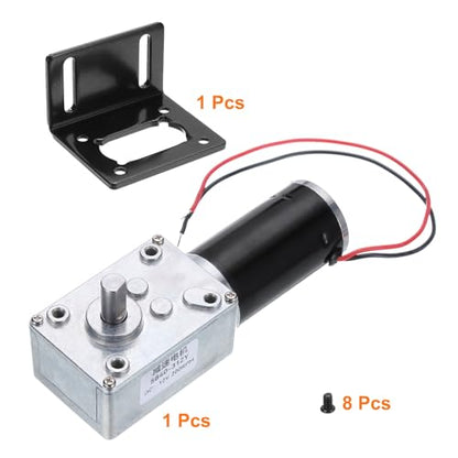 MECCANIXITY DC 12V High Torque Turbine Worm Geared Motor with 8mm Shaft 200RPM Geared Motor with Wire for Electric Fireplace - style: 200 RPM