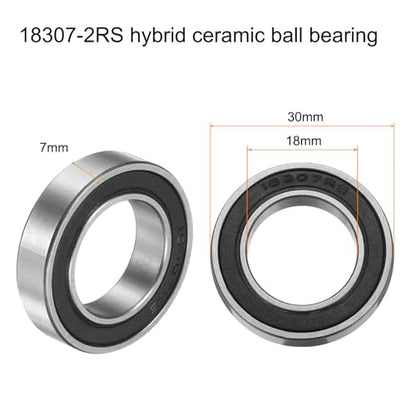 uxcell 18307-2RS Hybrid Ceramic Deep Groove Ball Bearings 18x30x7mm Si3N4 Silicon Nitride Balls Steel Rings Double Sealed Bearing for Motors, CNC Spindles (ABEC5) - size: 18307-2RS