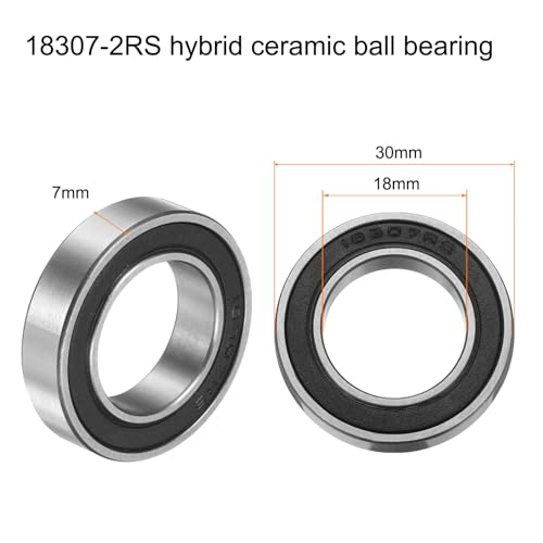 uxcell 18307-2RS Hybrid Ceramic Deep Groove Ball Bearings 18x30x7mm Si3N4 Silicon Nitride Balls Steel Rings Double Sealed Bearing for Motors, CNC Spindles (ABEC5) - size: 18307-2RS
