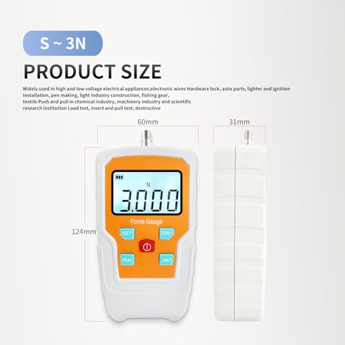 Digital Force Gauge Push and Pull Meter Dynamometer Tension Pressure Tester Thrust Meter Compression Load Plug Force Destructive Tests 3N/0.3kg/0.65lb - size: 0.65LB 3N