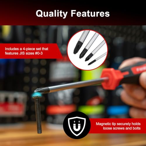 Tusk JIS Screwdriver Set - 4-Piece, #0/#1/#2/#3