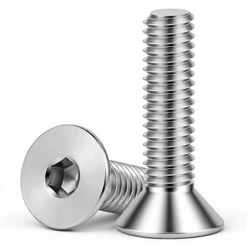 5/16-18 x 1-1/4" Flat Head Socket Cap Screws Countersunk Bolts, Allen Socket Drive, Stainless Steel 18-8, Full Thread, Bright Finish, 50 PCS - color: Silver, size: 5/16-18 x 1-1/4"
