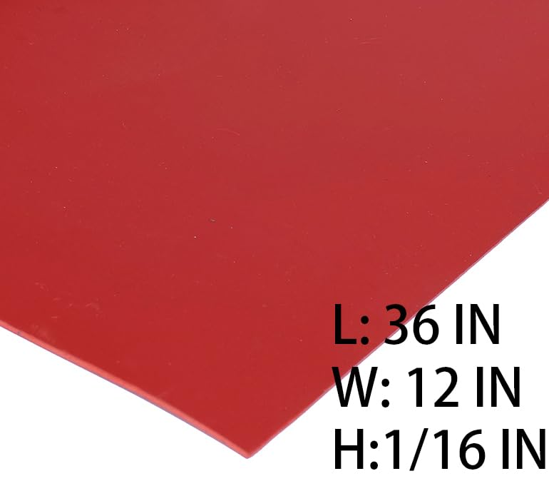 Neoprene Rubber Sheet Solid Rubber Strips Roll Mat PadInsulation High Temperature Rsistant for DIY Gaskets, Pads, Sealing, Cushion (Red, 12" X 36" X 1/16" (.062")) - color: Red, size: 12" X 36" X 1/16" (.062")