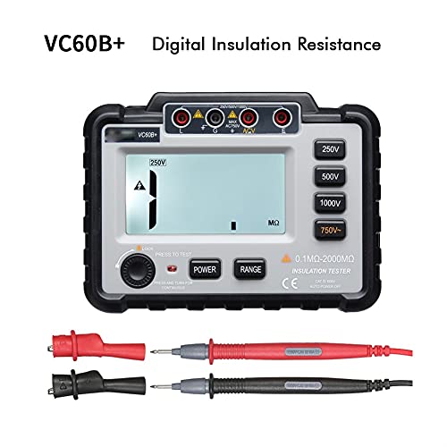 VC60B+ Digital Insulation Resistance Tester 250/500/1000V Lightweight Wide Range LCD Backlight Megger Megohm Meter