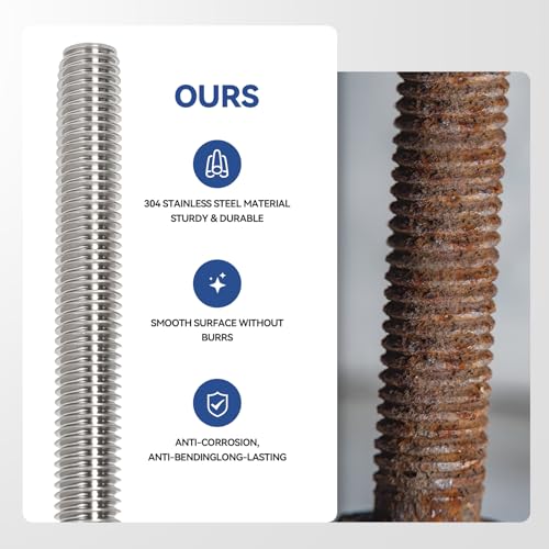 4 Pcs 304 Stainless Steel M6 Threaded Rod,14"(360mm) - size: M6x360mm