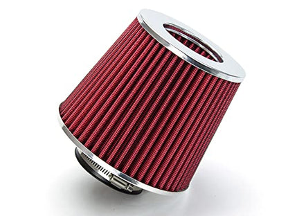 Rtunes Racing 3-Inch 76mm Washable Dry Clamp-On Cone Air Filter, Red - size: Standard 3"