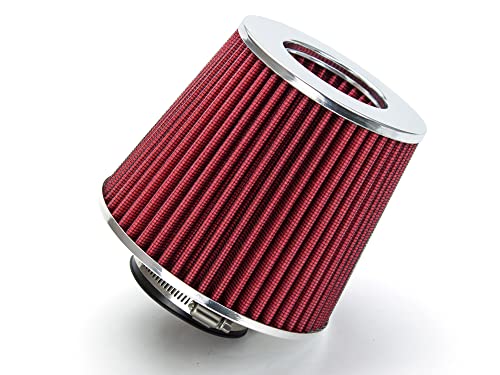 Rtunes Racing 3.5-Inch 89mm Washable Dry Clamp-On Cone Air Filter, Red - size: Standard 3.5"