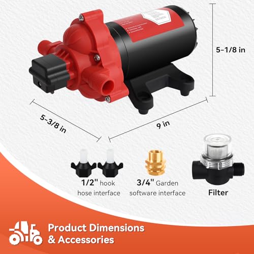12V Sprayer Pump, 4.4gpm-10amp-60psi, Chemical and Corrosion Resistant, Compatible with Roundup, Diaphragm Pump with Pressure Switch and Self-Priming for Agricultural Spraying, Rv, Boats, Etc - size: 4.4GPM