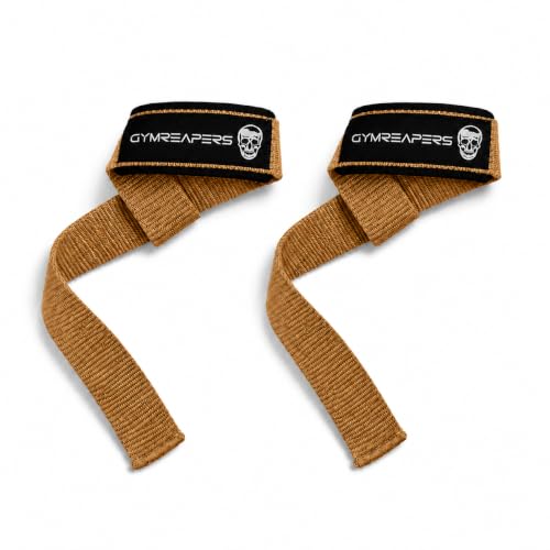 Gymreapers Lifting Wrist Straps for Weightlifting, Bodybuilding, Powerlifting, Strength Training, & Deadlifts - Padded Neoprene with 18" Cotton - color: Desert Tan