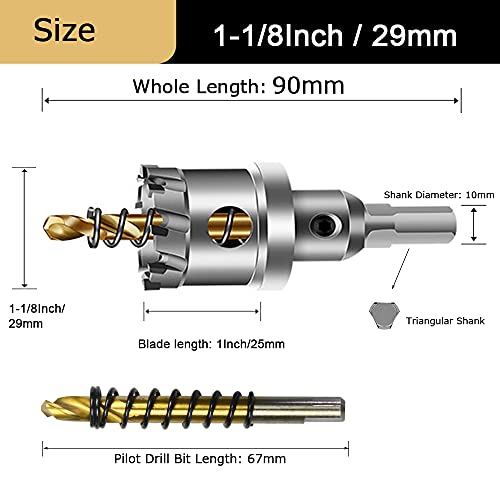 1-1/8'' Tungsten Carbide Tipped Hole Saw Drill Bit for Hard Metal Steel - size: 29mm | 1-1/8''