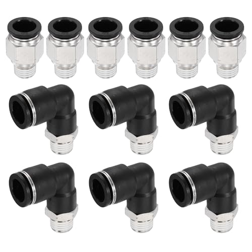 uxcell 12pcs Push to Connect Fittings 1/2" OD Brass Thread Elbow and Air - size: 1/2" OD