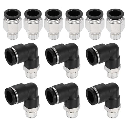 uxcell 12pcs Push to Connect Fittings 1/2" OD Brass Thread Elbow and Air - size: 1/2" OD