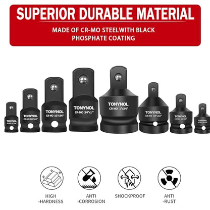 TONYNOL 8 Piece Impact Socket Adapter and Reducer Set - size: 8PCS CR-MO