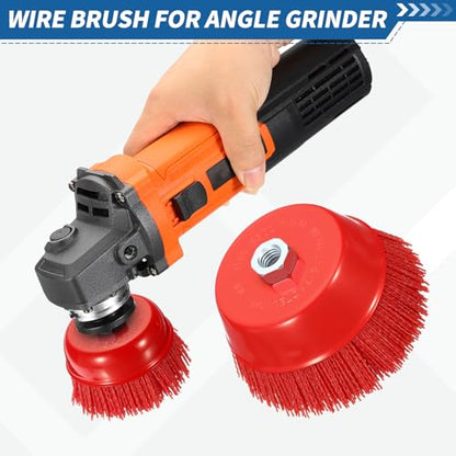 2Pack 6" Wire Brush for Angle Grinder & Drill with 5/8"-11 Arbor