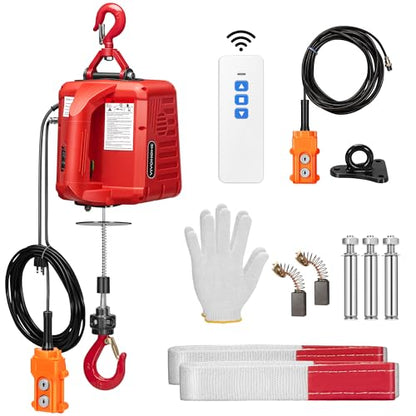VIVOHOME 3in1 Electric Hoist Winch 1100lbs, 40ft Lifting Height for Towing - color: Ruby