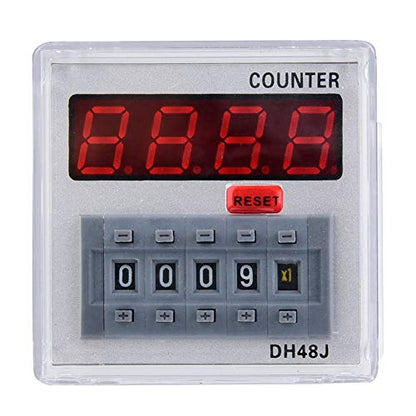 Digital Counter, 11-Pin Digital Counter Delay Time Relay DH48JA 1-999900 11-Pin LED Auto Display Digital Counter for Remote Control, Communication, Automatic Control(24V AC/DC)
