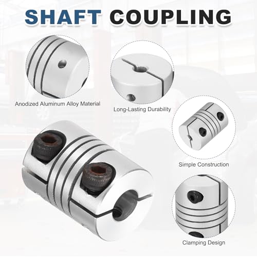 MECCANIXITY 2 Pcs 6 to 6.35mm Flexible Shaft Coupling 20mm L 15mm Dia - size: 6 to 6.35mm