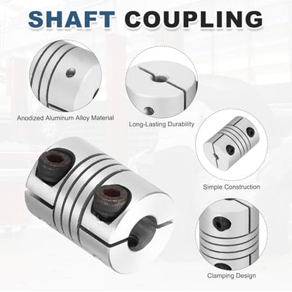 MECCANIXITY 2 Pcs 6 to 6.35mm Flexible Shaft Coupling 20mm L 15mm Dia - size: 6 to 6.35mm