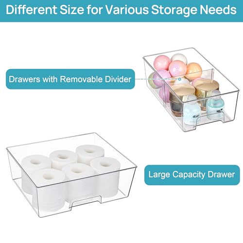 Vtopmart Clear Stackable Storage Drawers, 3 Pack Wide Organizer Set - style: 1 Wide+2 Small
