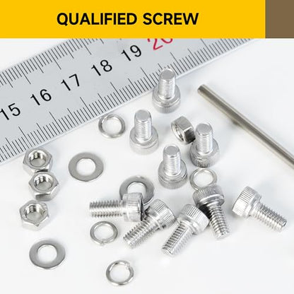 Mywish (100Sets) M3 Screw Kit, M3 x 12mm Socket Head Cap Screws Bolts, 304 Stainless Steel Allen Socket Hex Drive Bolts, Bright Finish M3 Screws with Nuts and Washers & Hex Spanner - size: M3 x 12mm