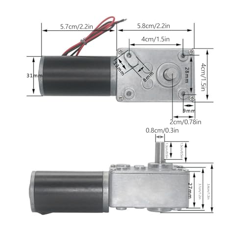 DC 12V Gear Motor High Torsion Speed Reduce Electric Motor Reversible Gear Motor 8mm Shaft (12V 20RPM) - size: 12V 20RPM