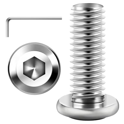 Mywish M8 x 20mm 20Pcs Flat Head Hex Socket Cap Screws Bolts, 304 Stainless Steel Furniture Bolts Full Thread, Bright Finish & Hex Spanner - color: Silver-M8, size: 20mm