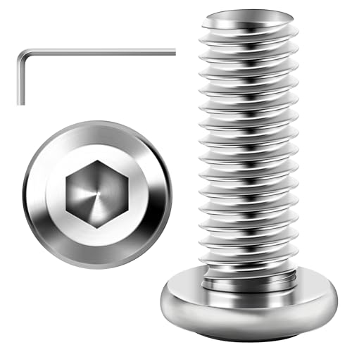 Mywish 30Pcs M8 x 20mm Flat Head Hex Socket Cap Screws, M8x1.25 Bolt, 304 Stainless Steel Furniture Screws, Full Thread, Bright Finish & Hex Spanner - color: Silver-M8, size: 20mm