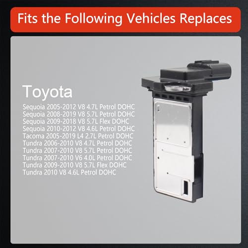 Mass Air Flow Sensor for Toyota Sequoia 2005-2019 / Tacoma 2005-2019 / Tundra 2006-2010 Replace OE# 222040F030 2220475030 74-50056