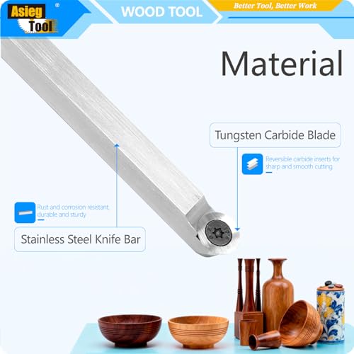 Woodturning Tools Carbide Tipped Lathe Chisel Finisher Tool Bar 10 Inches With Ci0 16mm Round Carbide Insert Cutter for Wood Hobbyist or DIY or Carpenter,Handle not Include