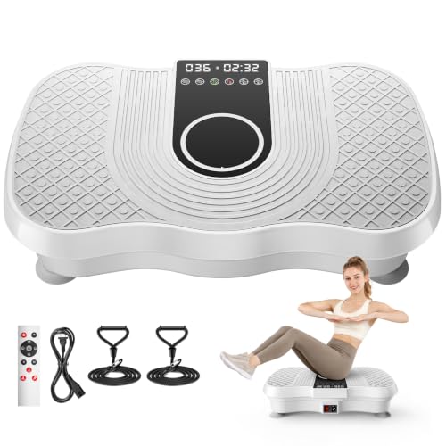 Vibration Plate Exercise Machine 450lbs Capacity Full Body Shaker Platform - color: White