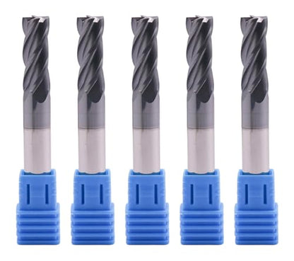 4 Flute Solid Carbide Square End Mill Set(5Pcs, 5/16"), AlTiN Coated - size: 5/16"