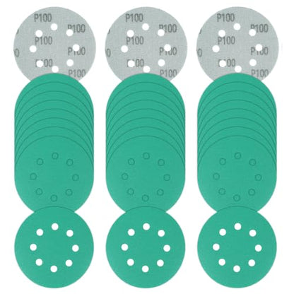 5 Inch 8 Hole 100 Grit Hook&Loop Wet/Dry Heavy-Duty Sanding Discs 50PK - size: 100 Grit