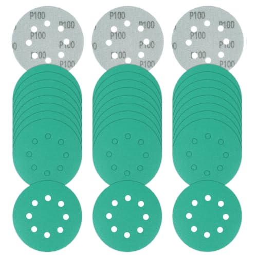 5 Inch 8 Hole 100 Grit Hook&Loop Wet/Dry Heavy-Duty Sanding Discs 50PK - size: 100 Grit