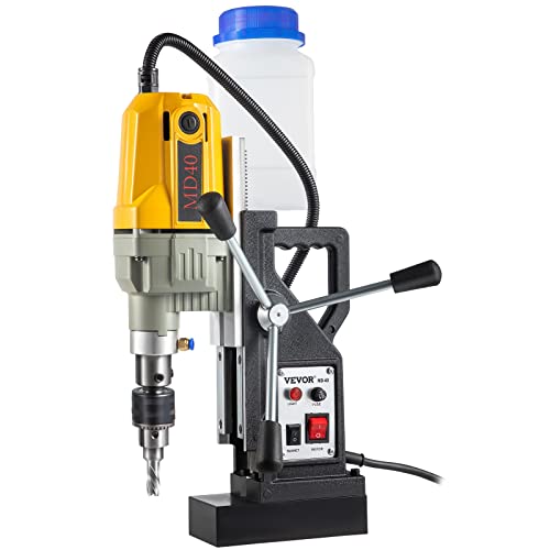 VEVOR Magnetic Drill, 1100W 1.57" Boring Diameter, 2697lbf/12000N Portable Electric Mag Drill Press with 7 Bits, 580 RPM Max Speed Drilling Machine for any Surface and Home Improvement - size: 1.57 in (7 Bits)