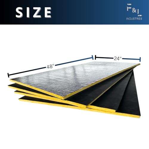 F&L Johns Manville Duct Insulation Panels – 1" to 2" Thick, 24"x24" and 24"x48" – HVAC Thermal Fiberglass Insulation for Sheet Metal Duct Systems R4, R6 & R8 Ductboard (1In x 24In x 48In)