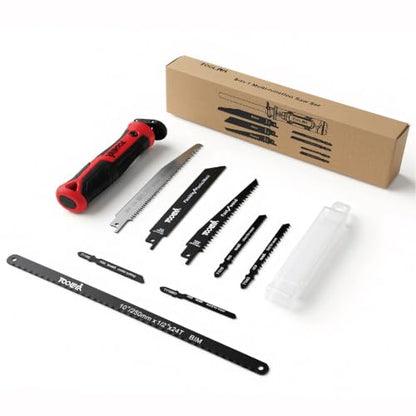 8-In-1 Multi Blades Hand Saw, Drywall, Hacksaw, Jab Saw & Wood Cutter Tool - color: 8-in-1 Red
