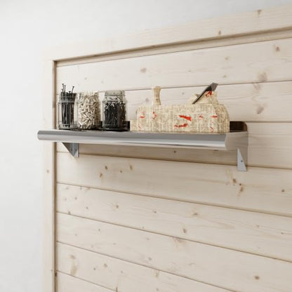 AmGood Narrow 6 in. Deep x 24 in. Wide Stainless Steel Wall Mount Shelf with Backsplash - Bathroom, Restroom & Spice Storage | NSF 18-Gauge 430, Holds 140 lbs | Bullnose Edge, Brackets Included - size: 6 in. x 24 in.