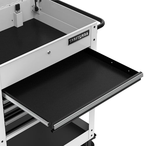 CRAFTSMAN Rolling Tool Chest with Drawers, Tool Box with Wheels and 4 Drawers, Power Outlets and USB, Protective Liner, Steel Utility Cart Storage Cabinet, Supports up to 700 lbs, White (CMST98276WW) - color: White