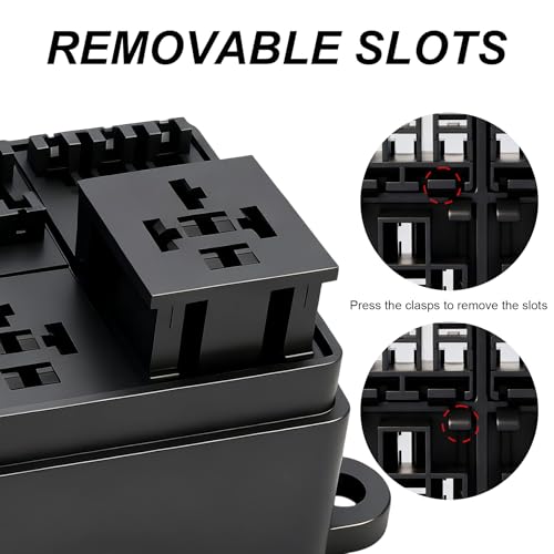 12V 12 Way Fuse Relay Box, 4 Relays and 12 ATC/ATO Blade Fuses Slots, Compatible with 4-Pin 5-Pin 40Amp Relay, for Cars Truck Marine Boat Jeep (Box) - size: 4Relays 12Fuses slots, style: Box
