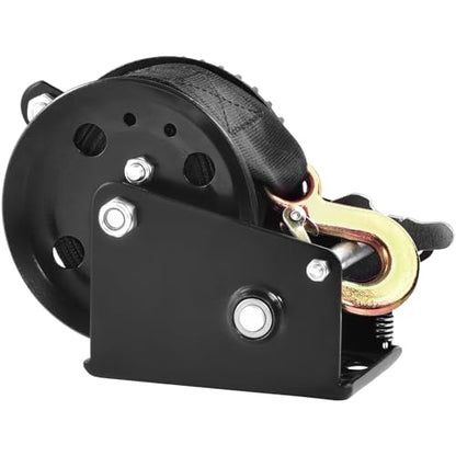 VEVOR Boat Winch,1200 lbs Capacity Hand Boat Trailer Winch Heavy Duty Rope Crank with 23 ft Polyester Strap and Two-Way Ratchet, Manual Operated Hand Crank Winch for Trailer, Boat or ATV Towing