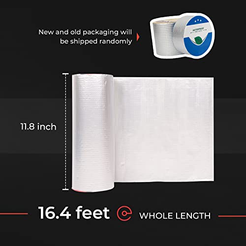 Butyl Waterproof Aluminum Foil Tape, 11.8" W x 16.4' L, Butyl Rubber Adhesive, Silver, for Window Caulking, Boat Sealing, Roof Patching - size: 11.8" W X 16.4' L