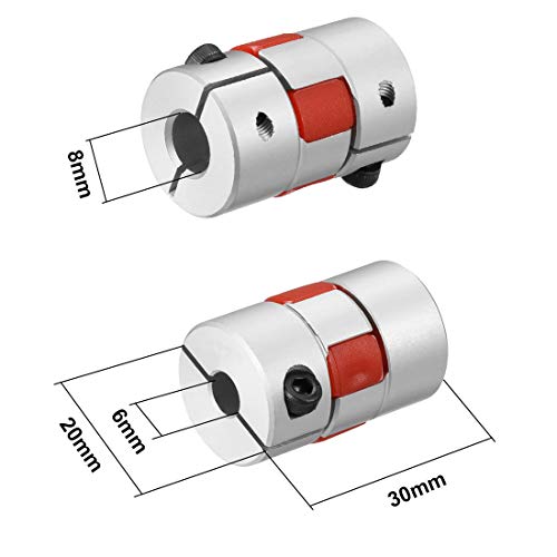 uxcell Shaft Coupling 6mm to 8mm Bore L30xD20 Flexible Coupler Joint for Servo Stepped Motor - size: 6 to 8mm L30xD20