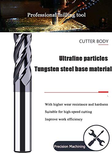58 Carbide Square End Mill, HRC 45 Deg Single End 4 Flute AlTiN ating Mill Bits (58),Silver - size: 5/8 in