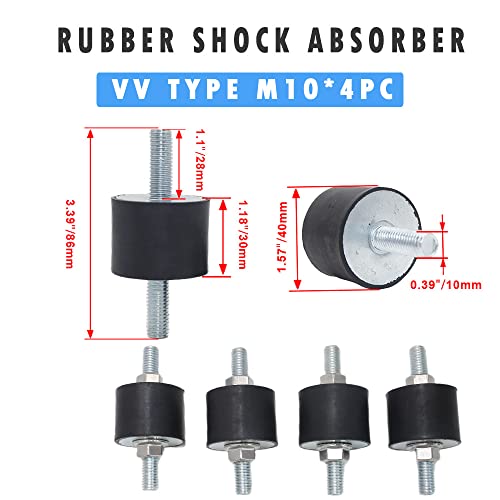 EASYEAH M10 Rubber Studs Shock Absorber Anti-Vibration Isolator Mounts - size: VV-M10x28-40x30