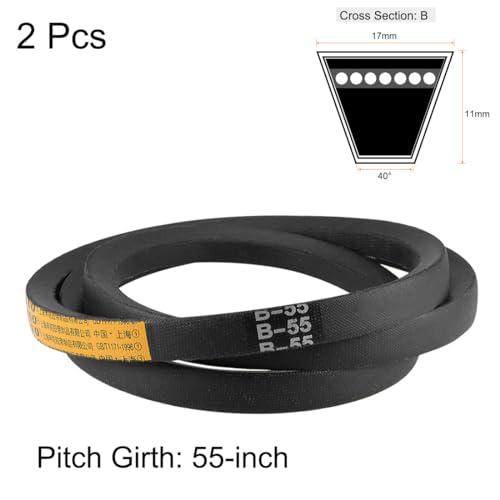 uxcell B55 V-Belts 55" Pitch Length, B-Section Rubber Drive Belt 2pcs - size: 55"