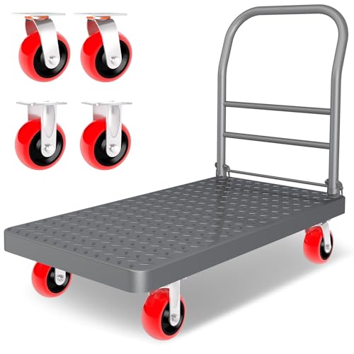 Platform Truck Foldable Flatbed Cart 24'' x 48'' Heavy Duty Push Cart Dolly - size: 48"x24"