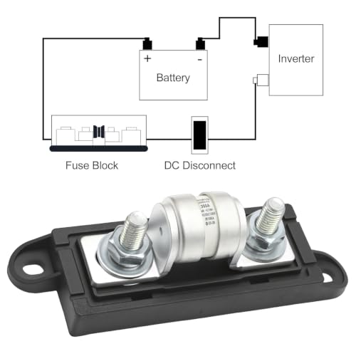 Class T Fuse Holder with 300 Amp Fuse, 150V DC Class for Inverters, Car Audio Systems, Replacement for Various High Current Applications - size: 150V 300A