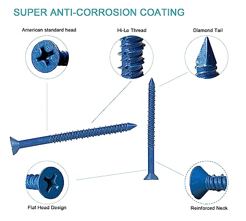 1/4 x 3-1/4" Flat Head Concrete Screw Anchor, for Anchoring to Masonry, Block or Brick (100Pcs) - size: 1/4 x 3-1/4", style: Flat Head