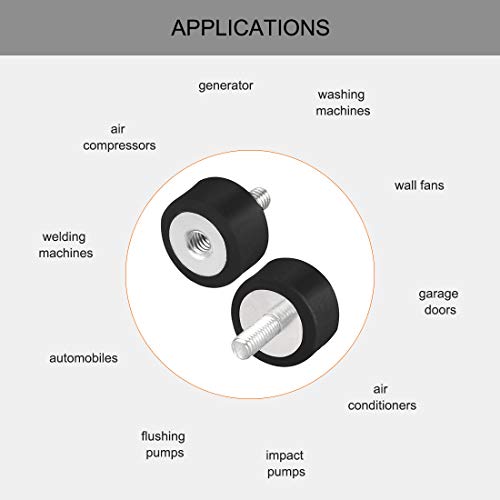 uxcell M4 Male Female Rubber Mounts, Shock Absorber, for Motor Generator Compressor Garage Reverse Osmosis Pump Impact Air Generator Car Bobbins, D15mmxH8mm 4pcs - size: M4*10 D15*H8